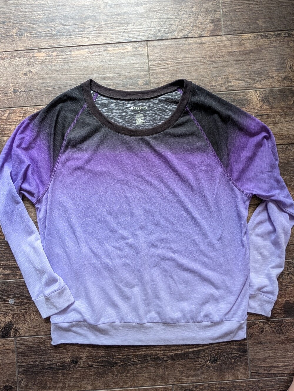 Ideology Ombre Black Purple Long Sleeve Top Size Large
